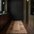 Brown Turkish runner rug in a styled room