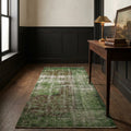 Green Turkish runner rug in a styled room