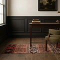 Red Turkish runner rug in a styled room