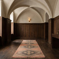 Orange Turkish runner rug in a styled room