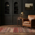Red Turkish runner rug in a styled room