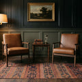 Red Turkish runner rug in a study