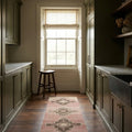 Pink Turkish runner rug in a styled room