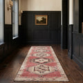 Red Turkish runner rug in a styled room