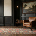 Red Turkish runner rug in a styled room