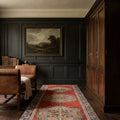Red Turkish runner rug in a styled room