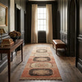 Brown Turkish runner rug in a landing