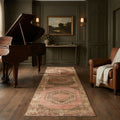 Brown Turkish runner rug in a styled room