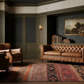 Orange Turkish runner rug in a styled room