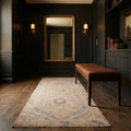 Beige Turkish runner rug in a styled room