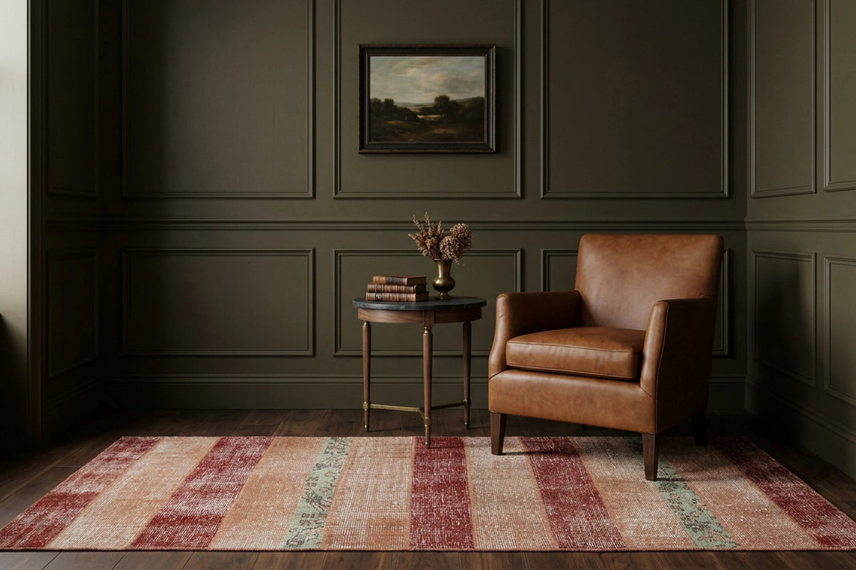 Red Turkish runner rug in a styled room
