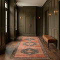 Red Turkish runner rug in an entryway