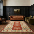 Red Turkish runner rug in a styled room