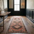 Pink Turkish runner rug in a styled room