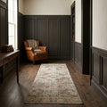 Gray Turkish runner rug in a corridor