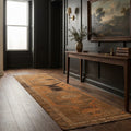 Orange Turkish runner rug in a styled room