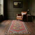 Pink Turkish runner rug in a styled room