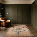 Orange Turkish runner rug in a styled room