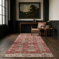 Red Turkish runner rug in a styled room