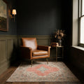 Red Turkish runner rug in a corridor