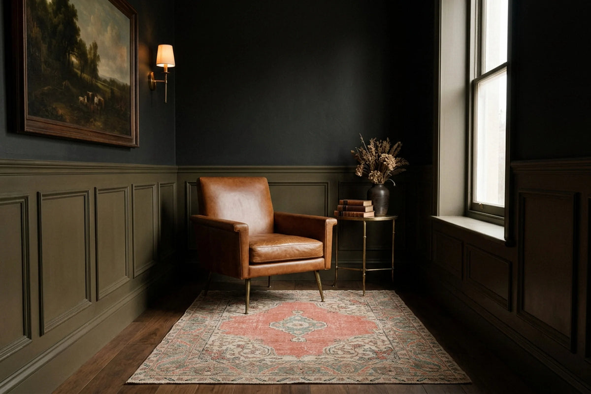 Red Turkish runner rug in a corridor