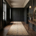 Beige Turkish runner rug in a hallway