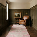 Pink Turkish runner rug in a landing