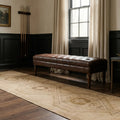 Beige Turkish runner rug in a styled room