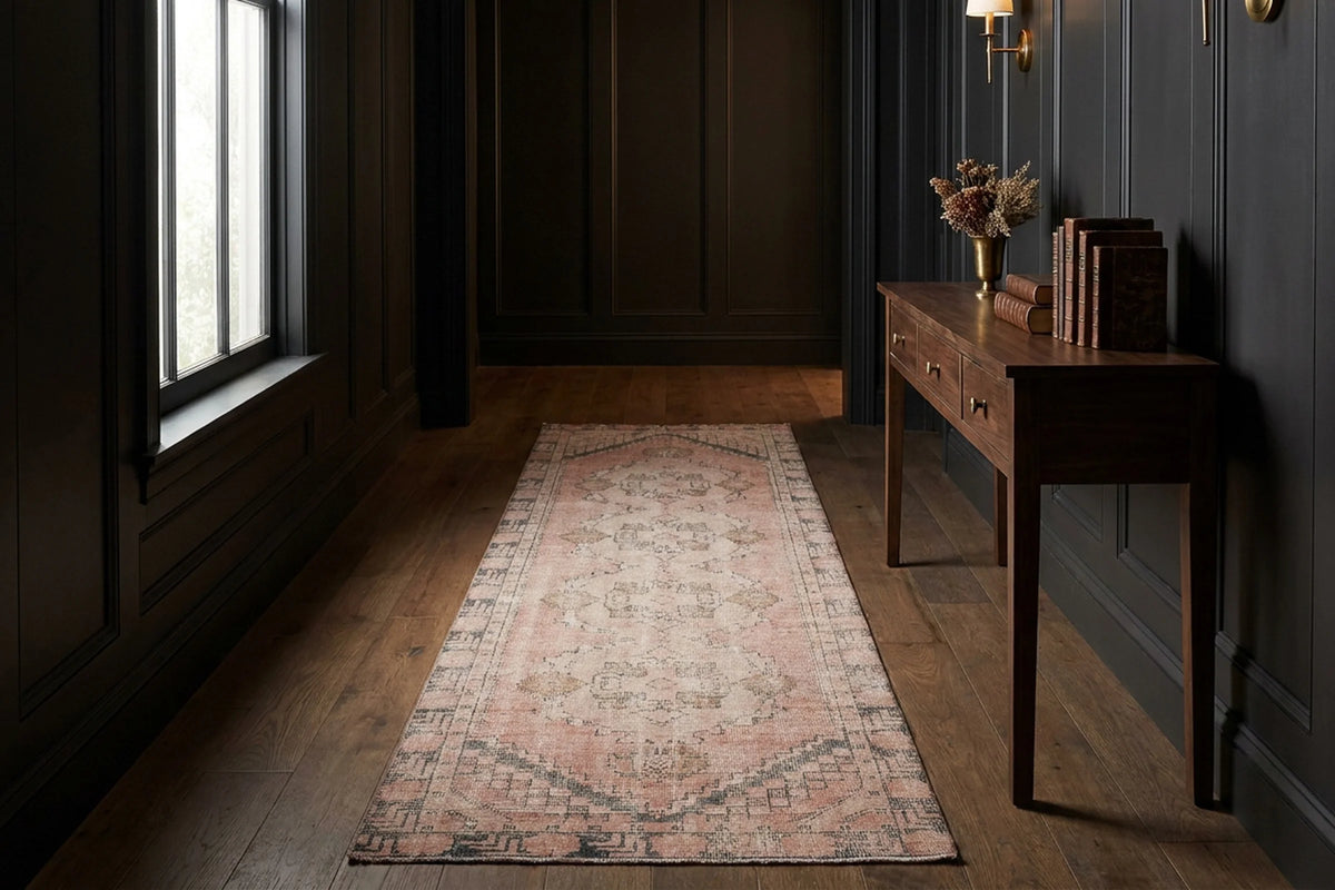 Turkish runner rug in a styled room