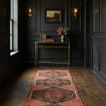 Red Turkish runner rug in a styled room