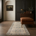 Beige Turkish runner rug in a styled room