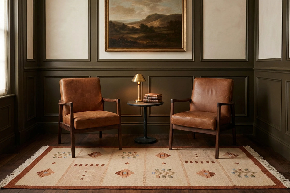 Turkish runner rug in a styled room