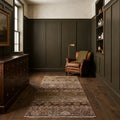 Brown Turkish runner rug in a styled room