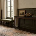 Beige Turkish runner rug in a den