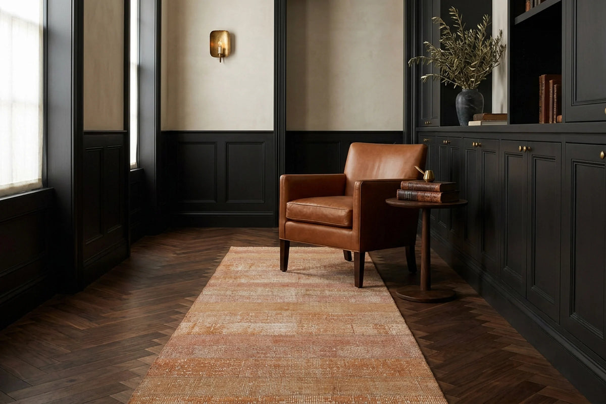 Orange Turkish runner rug in a styled room