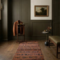 Orange Turkish runner rug in a styled room
