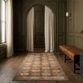 Brown Turkish runner rug in a styled room