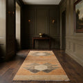 Orange Turkish runner rug in a corridor