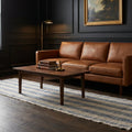Blue Fringed Flatweave area rug in a living room