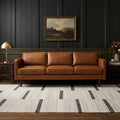 White Brown Flatweave area rug in a living room