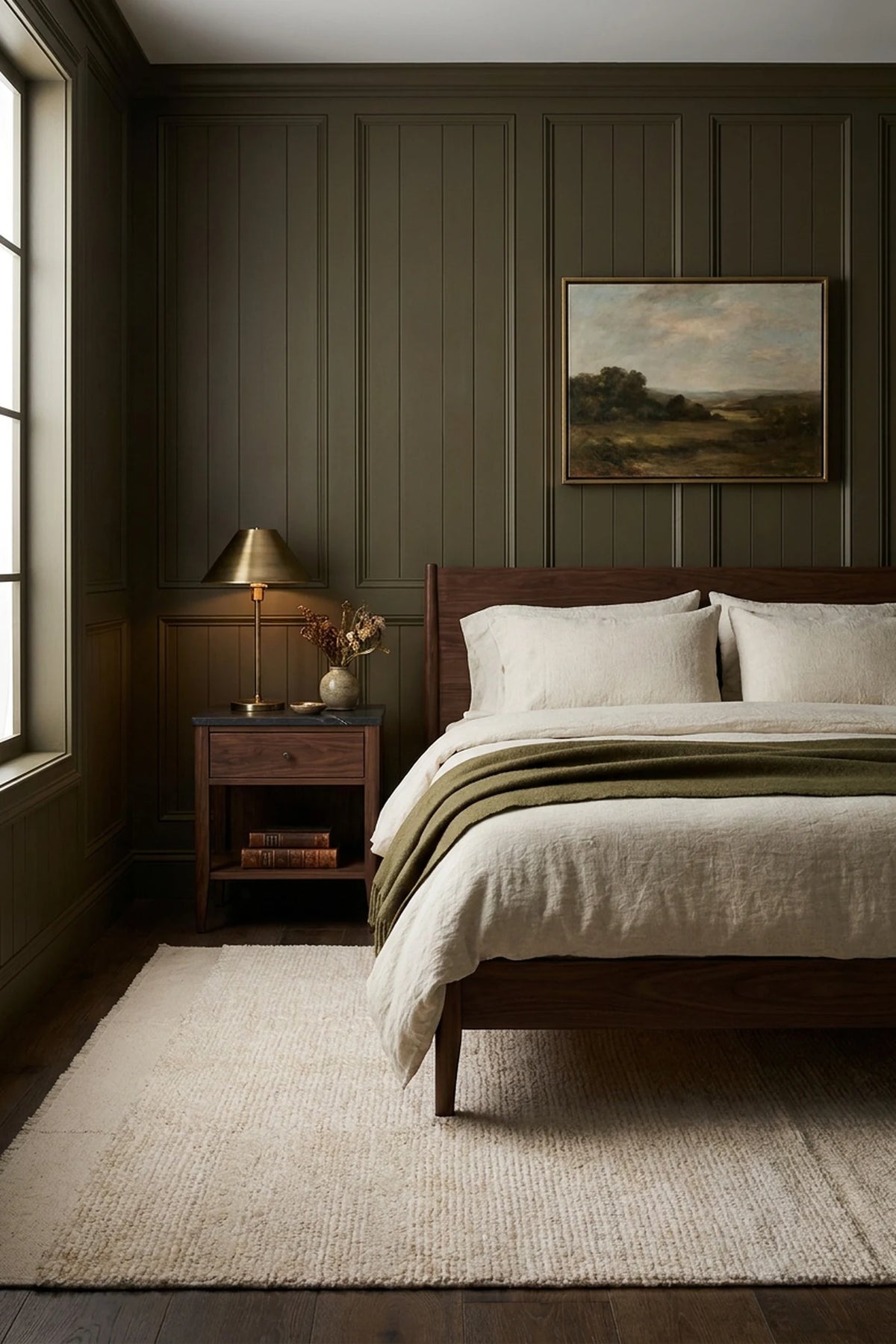 White Shaggy Wool area rug in a bedroom