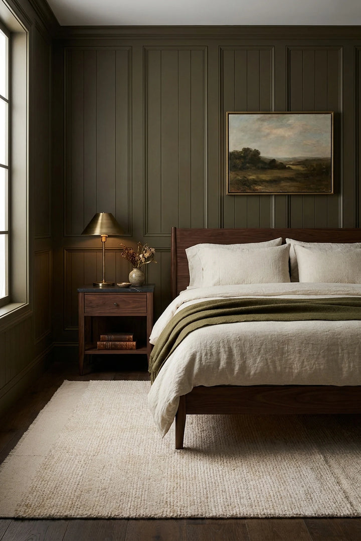 White Shaggy Wool area rug in a bedroom