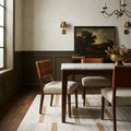 White Coffe Flatweave area rug in a dining room