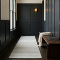 White Flatweave runner rug in a hallway