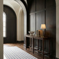 Blue Striped Flatweave runner rug in a hallway