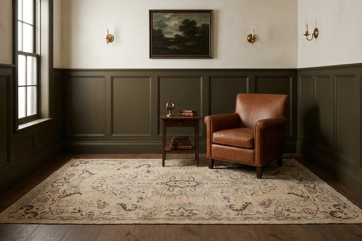 White Turkish rug in a study