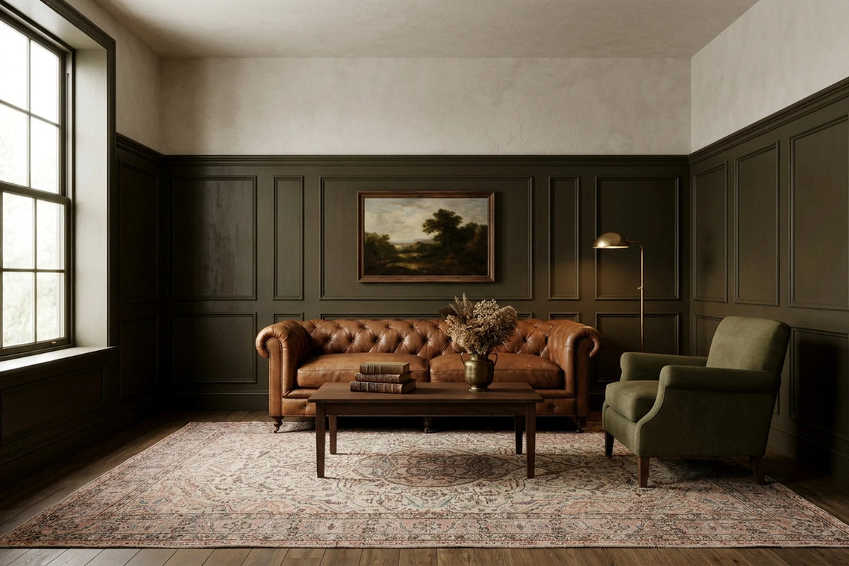 White Turkish rug in a styled room