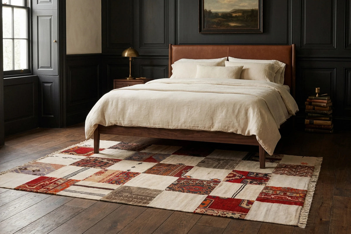 White Turkish rug in a styled room