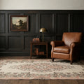 White Turkish rug in a styled room