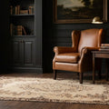 White Turkish rug in a den